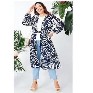 GIRL WITH CURVES Butterfly Print Duster A496318